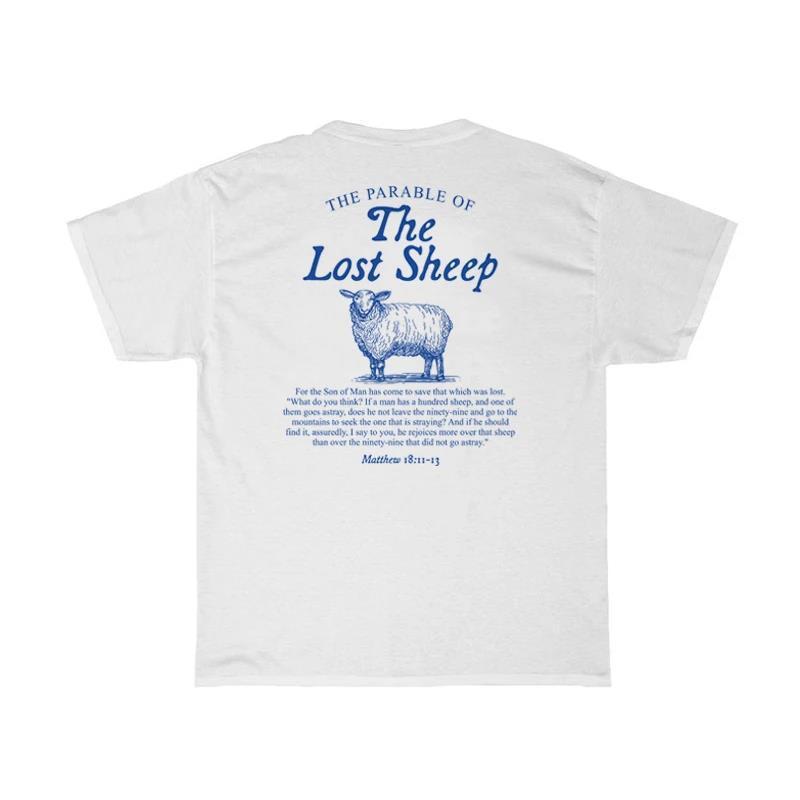 Women Lost Sheep Back Print Bible Verse T-Shirts Christian