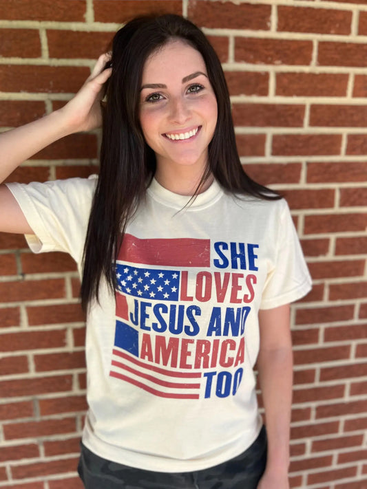 She Loves Jesus and America Too Tee